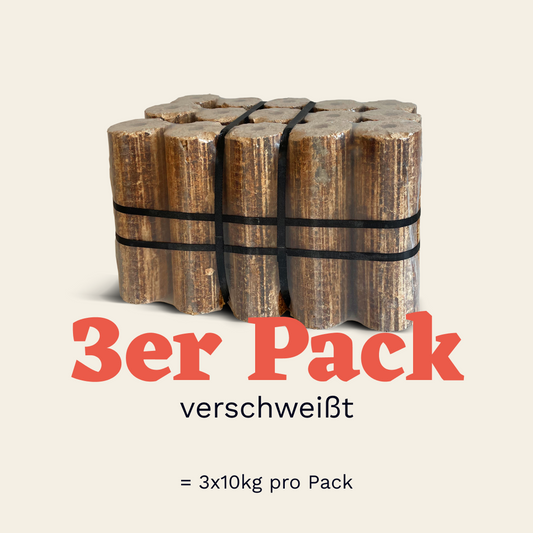 PREMIUM Holzbriketts 30 kg mit Loch - Hoher Heizwert, Wenig Asche, Umweltfreundlich.