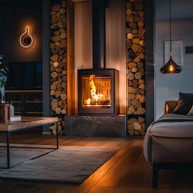 Nahaufnahme von Holzbriketts aus Buche, die gleichmäßig brennen